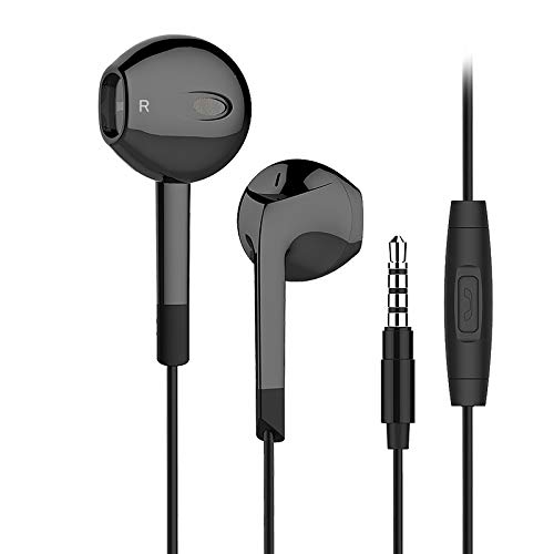 in Ear Earbuds Headphones with Control and Microphone HiFi Bass Stereo Earphones for iPod iOS and More Android Smartphones