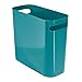 InterDesign Una Rectangular Trash Can with Handles, Waste Basket Garbage Can for Bathroom, Bedroom, Home Office, Dorm, College, 10-Inch, Teal Blue