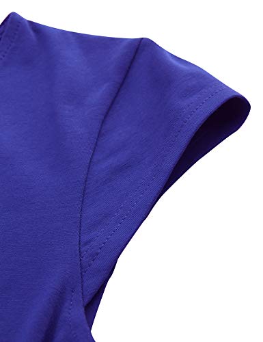 Lotusmile Elegant Dresses, Womens Casual Dress A Line Cap Sleeve V Neck Small Blue - Thumbnail 3