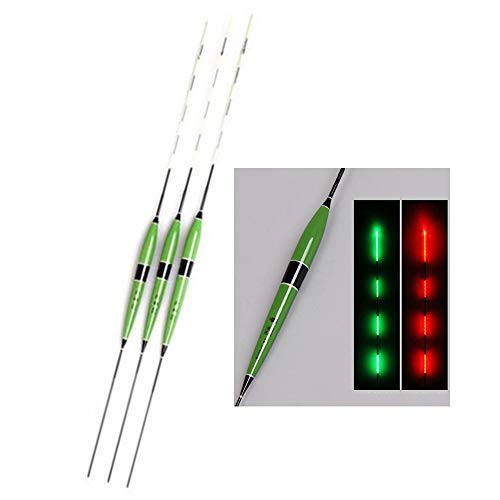 Excursion Sports Fishing Bobbers, 3pcs Smart Vertical Fishing Floats with Led Light, Night Luminous Automatically Remind for Night Fishing Crappie Pan Fish Bass, Fishing Gear (Green)