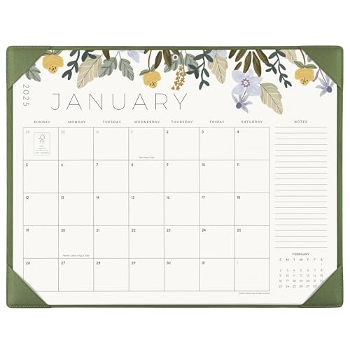 Photo 1 of Desk Calendar 2025 with Desktop Mat, Cabbrix Large Desk Pad Calendar 22 x 17 Inch Runs From March 2025 to June 2026, Floral Design Calendar 2025 for Home School and Office (Green)