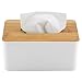 Yosooo Bamboo Tissue Box Modern Look Rectangular Paper Holder Boxes for Bathroom Dining Table Bedroom Storage Organizer(Rectangle), 21cm x 13cm x 9.8cm