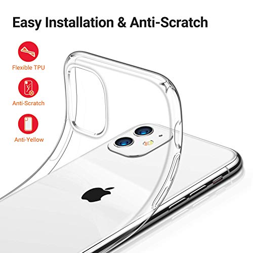 Enflamo Crystal Clear Case Soft Back Cover Case with Electroplated Frame Bumper Ultra Slim TPU Gel Case for iPhone 11 (i