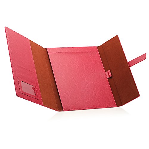Gallaway Leather Padfolio Portfolio Folder - Perfect for Your Interviews, Resumes, Presentations and Meetings and it fits Letter, Legal, A4 Notebooks and Notepads (Pink)