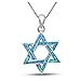 Sterling Silver Interlocked Star of David Necklace with Blue Opal Inlay