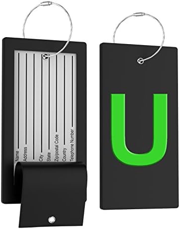 Luggage Tag Initial Bag Tag - Fully Bendable Tag w/ Stainless Steel Loop