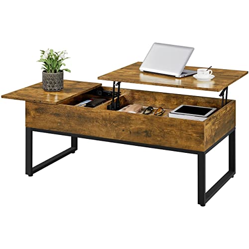 Yaheetech Lift Top Coffee Table with Hidden Compartment and Sliding Drawer, Industrial Center