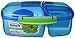 Sistema Lunch Collection Triple Split Lunch Box with Yogurt Pot Food Storage Container, 67.6 oz, Blue