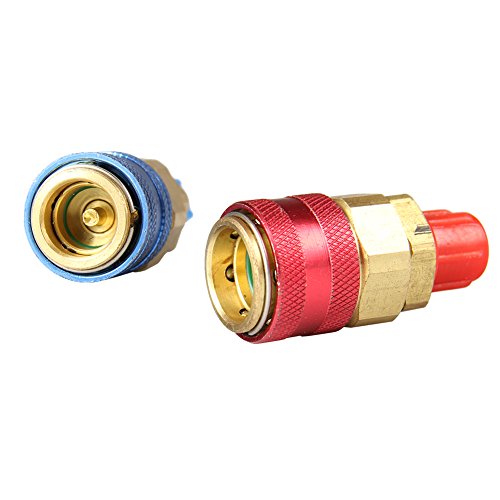big-autoparts AC Manifold Gauge R134a Manifold Gauge Hose Conversion Kit Quick Adapter Fitting Air Coupler High and Low Air Conditioning Connector Coupler, 1/4" Male Flare Straight