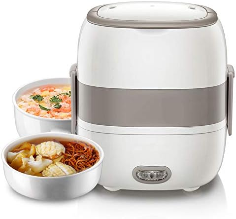 MAIFENGLE Insulated Lunch Box Leak-Resistant Food Storage Ceramics Containers Lunchbox For Adults And Kids 1.2L White, Double Layer, 220V With Conversion Plug