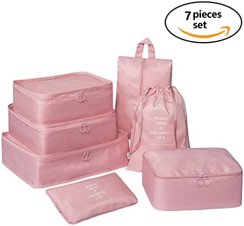 Honmax 7 Set Packing Cubes with Shoes Bag - Premium Travel Luggage Organizer