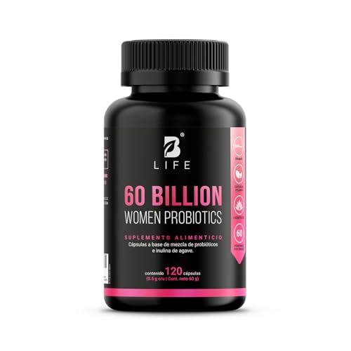 Probióticos para Mujer 120 cápsulas | 60 Billones con Bromelina e Inulina de Agave | 12 Cepas para Salud Digestiva | 60 Billion Womens Probiotic B Life