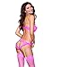 Dreamgirl Women's Stretch Satin and Flocked Heart Mesh Garter Teddy
