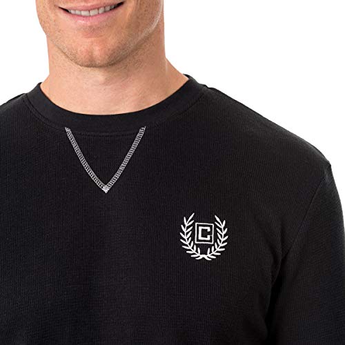 Chaps Men's Waffle Long Sleeve Crew Neck Top, Caviar, X-Large