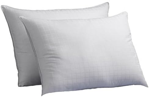 Exquisite Hotel Luxury Plush Down-Alternative Firm Hotel Pillows 2-Pack, Queen Size, Hypoallergenic Gel Pillow, Peachy FIRM Microfiber Gusseted shell - Best Pillow for Side Sleepers and Back Sleepers