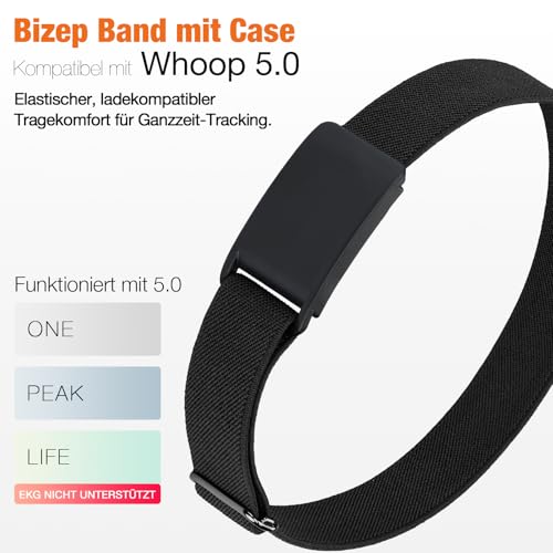 NewJourney Stretch Nylon Bicep Strap Compatible with Whoop 5.0 Bicep Band, Soft Breathable Nylon Adjustable Bracelet with Case for Whoop 5.0 One Peak MG/LIFE (ECG Not Support)