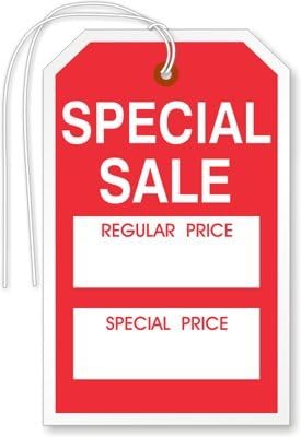 Amazon.com: Venta especial/REG precio, blanco Stock, tinta roja, W/cuerda, 1000 Etiquetas/Paquete, 2\