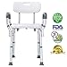 Health Line Massage Products Shower Chair with Removable Back and Arms, Tool-Free Assembly Bath Seat, Adjustable Height Shower Bench with Non-Slip Feet, Gift Back Scrubber Included