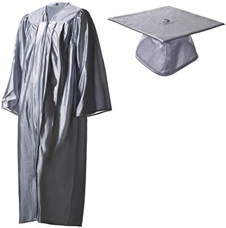 Graduation Cap and Gown Set Shiny Silver in Multiple Sizes