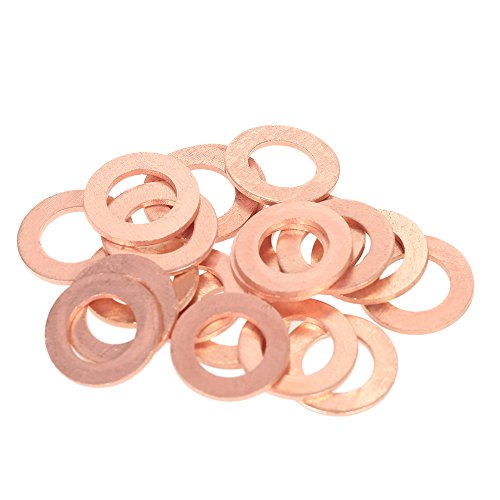 Migiwata Metric Round Solid Flat Copper Washer Ring Sump Plug Oil Seal Assorted Set of 280PCS in 12 Sizes M5-M20 with Reusable Plastic Case for Automotive and Small Engine Repairs