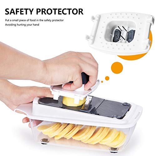 Vegetable Chopper, Ommani Onion Chopper 12 in 1 of Less Vapor, Professional 420 Detachable Blades Vegetable Slicer Cutter, 1.5 Liters Large Container/Finger Guard/Brush, Easy to Clean, BPA Free