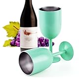 Stainless Steel Wine Glasses, 1 Pcs Keeper Premium Grade 304 Stainless Steel Wine Glasses 10 Oz Insulated Unbre Steel Cocktail Glass Wine Goblet Glass with Lid Great for Daily, Camping & Picnics Green