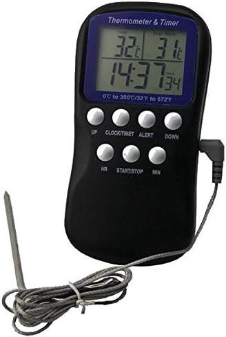 Hankcares Manul Pizza Oven Temperature Gauge Digital BBQ Thermometer With Stainless Steel Probe and Timer