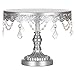 Amalfi Decor Cake Stand, Round Metal Pedestal Holder with Crystals, Silver, 10 Inches