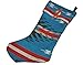 Southwestern Christmas Stocking - Woven Fabric, Metal Concho w/Leather Tie - Native Designs for Southwest Style, Western Decor, Cabin or Lodge (Maricopa Blue)