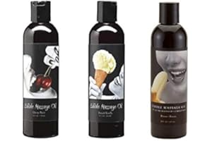 Edible Oil Massage - By Earthly Body - Variety Bundle - Cherry/Vanilla/Banana - 2 OZ. Each (3)