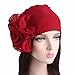 Womens Great Hats,Women Ladies Retro Big Flowers Hat Turban Brim Hat Cap Pile (Red, Large)