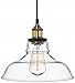 Farmhouse Clear Glass Shade Ceiling Pendant Lighting, Kitchen Chandelier Style with Brass Fixture by Deneve