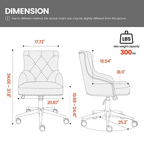 DMF Home Office Chair with High Back, Modern Design Tufted Velvet Desk