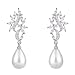 Wordless Love Marquise Cubic Zirconia Brides Weddings Dangle Drops Earrings Pearl