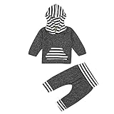 AMA(TM) 2PCS Baby Girl Boy Striped Hoodie Tops+Pants Outfits Clothes Set