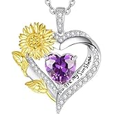 AENEAS Sunflower Necklaces for Women Sterling Silver You Are My Sunshine Necklace Sunflower Birthday Love Heart Mother's Day Gifts for Birthday Mothers Day Christmas Anniversary