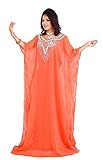 IndianAttire Women//'s Dubai Style Kaftan Farasha Abaya Maxi Dress Salmon N6,Salmon,Free Size