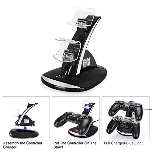 4 Controller+Playstation+Stand+Dual+Indicator+Controller+Black+4