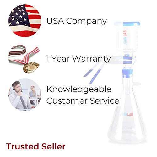 Laboratory Vacuum Filtration Distillation Apparatus | 500mL Filtering Flask | 300mL Graduated Funnel | 1 Yr. Warranty