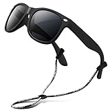 RIVBOS RBK004 Rubber Flexible Kids Polarized Sunglasses for Boys Girls Age 3-10 (W Black)