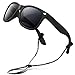 RIVBOS Rubber Kids Polarized Sunglasses with Strap Glasses Shades for Boys Girls Baby and Children Age 3-10 RBK004 （W Black）