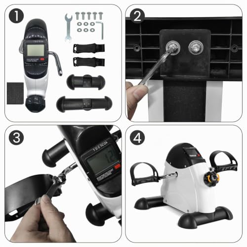 Static Pedals for Elderly for Leg and Arm Rehabilitation Exercises, Compact Pedals, Portable and Easy to Assemble and Use, Mini Exercise Bike, Black