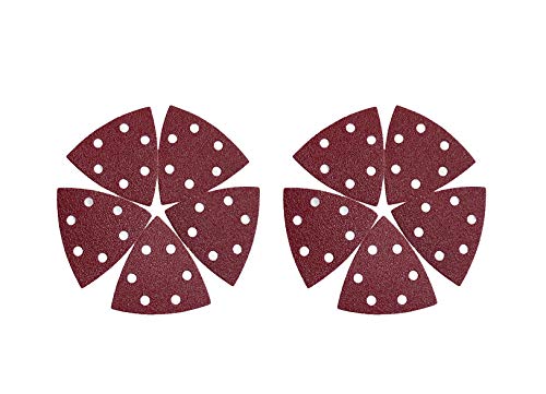 10 Pcs 6 Hole Hook and Loop Sandpaper Triangle Sanding Paper 90mm Sand Pads 240 Grits