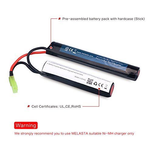 Melasta 2Pack 2/3A 8.4v 1600mAh Butterfly Nunchuck NIMH Battery Pack with Mini Tamiya Connector for Airsoft Guns - Thumbnail 3