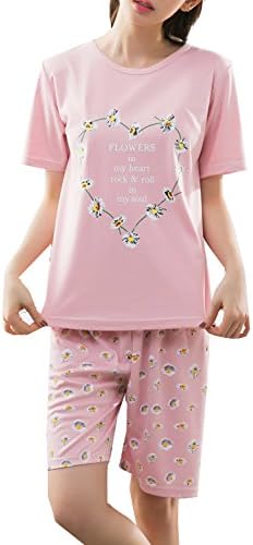 Leisure Home Big Girls Flesh Daisy Summer Short Pajamas Set Sleepwear(8y-16y)