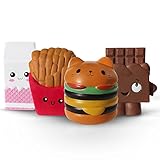 ThinkMax 4 Jumbo Squishies, Hamburger Fries Milk Chocolate Slow Rising Toys, Kawaii Food Stress Reliver Soft Squeeze Toy for Kids and Adults