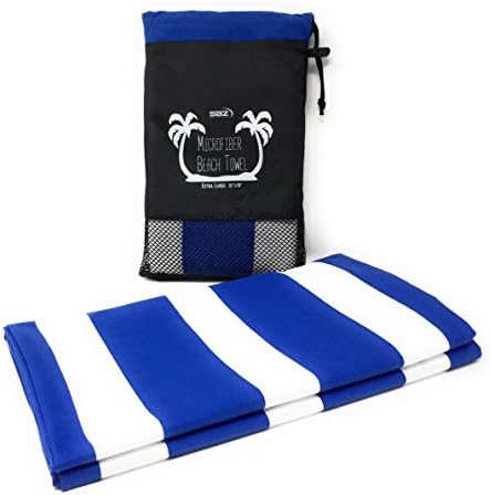 SBZ Outdoors Oversized Microfiber Beach Towels by, Blue Pink Orange Stripes - Large - 31โ x 70โ & XL - 35โ x 78โ Soft, Fast Drying, Lightweight Towel