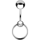 TOOLSSIDE VCH Piercing Jewelry with Removable Ring Stainless Steel Belly Button Ring Navel Piercing Jewelry Belly Rings for Women 14G Belly Button Piercing