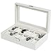 SONGMICS 12 Mens Watch Box Glass Top White Display Case Faux Leather Organizer UJWB202