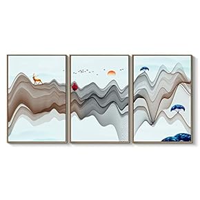 Framed Canvas Wall Art for Living Room, Bedroom Great Abstract Beautiful Landscape Canvas Prints for Home Decoration Ready to Hanging - 16"x24"x3 Panels